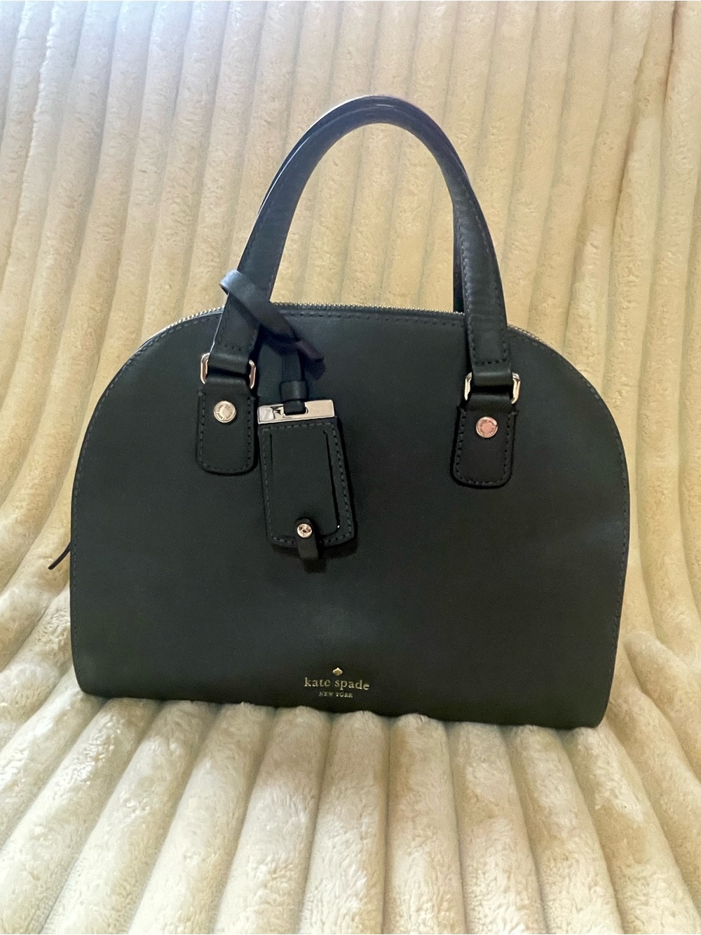 Kate Spade Olive Green Leather Satchel with handles